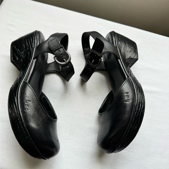 B.O.C Black Leather Mary Jane Slingback Clogs Size 7 - Picture 7 of 8